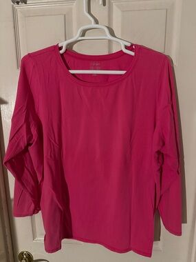 Lane Bryant Pretty & Perfect Stretch Cotton 26/28 Pink Long Sleeve Crewneck Top